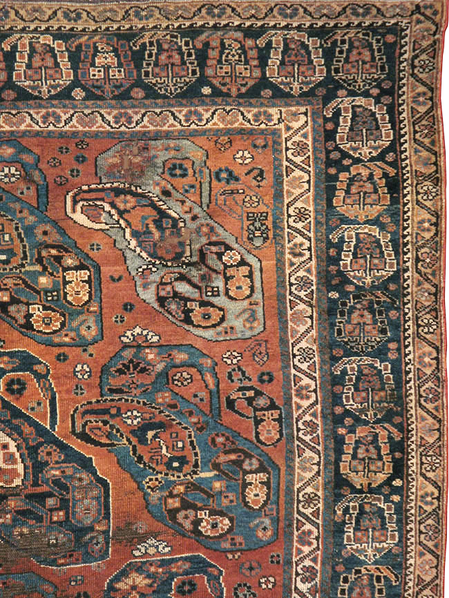 Antique Persian Khamseh Gallery Carpet, No.9149 - Staging