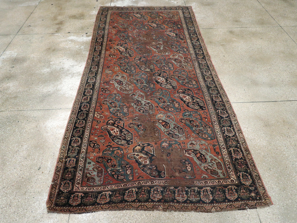 Antique Persian Khamseh Gallery Carpet, No.9149 - Staging