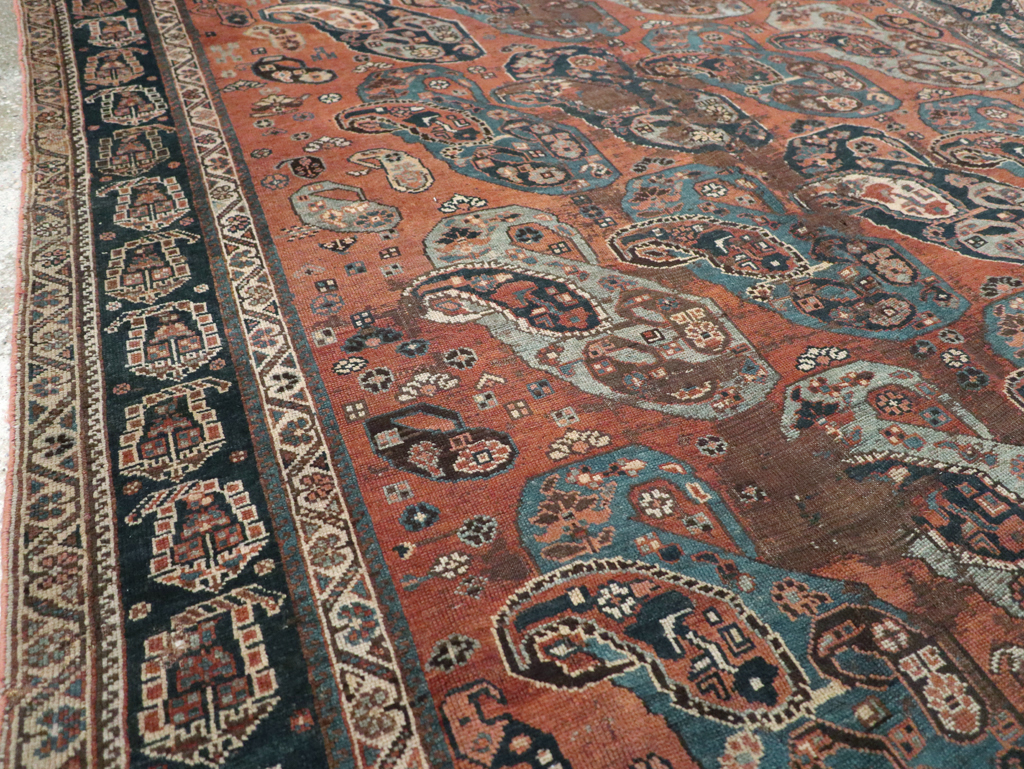Antique Persian Khamseh Gallery Carpet, No.9149 - Staging