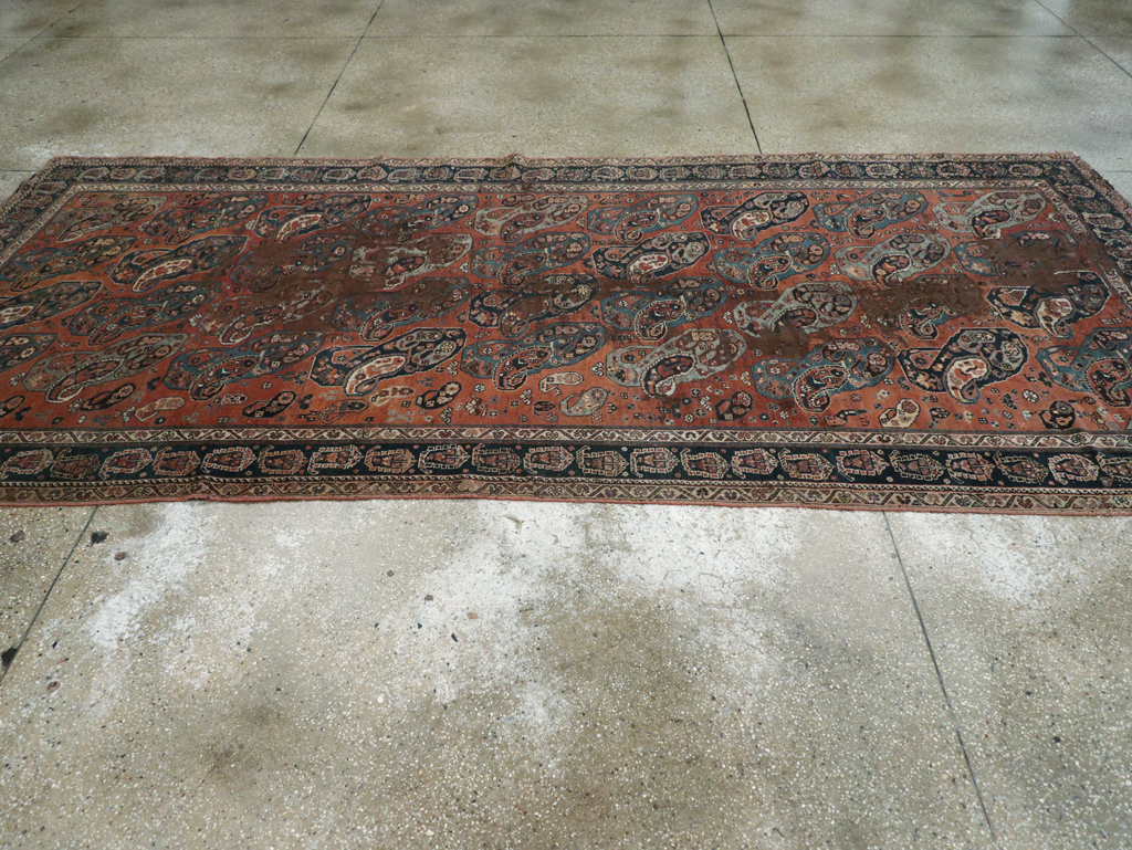 Antique Persian Khamseh Gallery Carpet, No.9149 - Staging