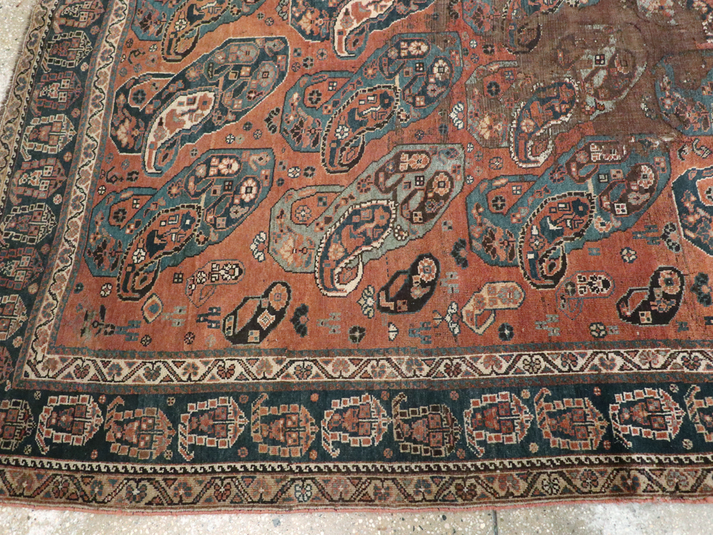 Antique Persian Khamseh Gallery Carpet, No.9149 - Staging