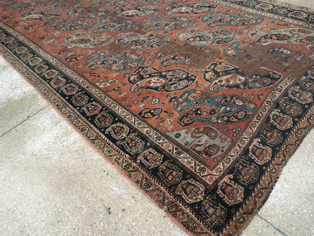 Antique Persian Khamseh Gallery Carpet, No.9149 - Staging