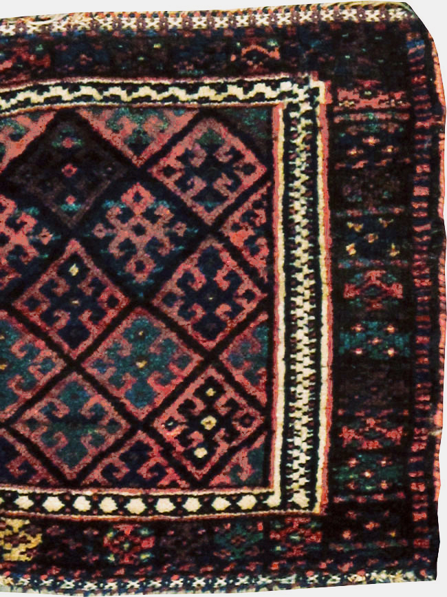 Vintage Persian Kurdish Rug, No.9179 - Staging