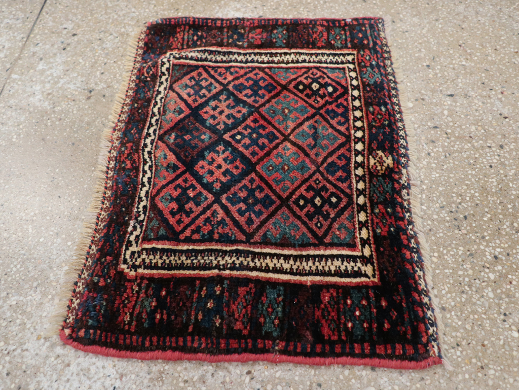 Vintage Persian Kurdish Rug, No.9179 - Staging