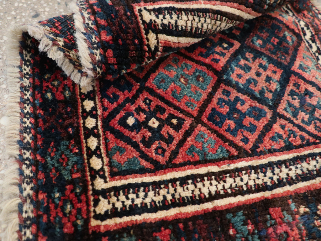 Vintage Persian Kurdish Rug, No.9179 - Staging