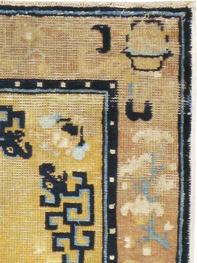 Antique Chinese Ningxia Square Rug, No.9195 - Staging