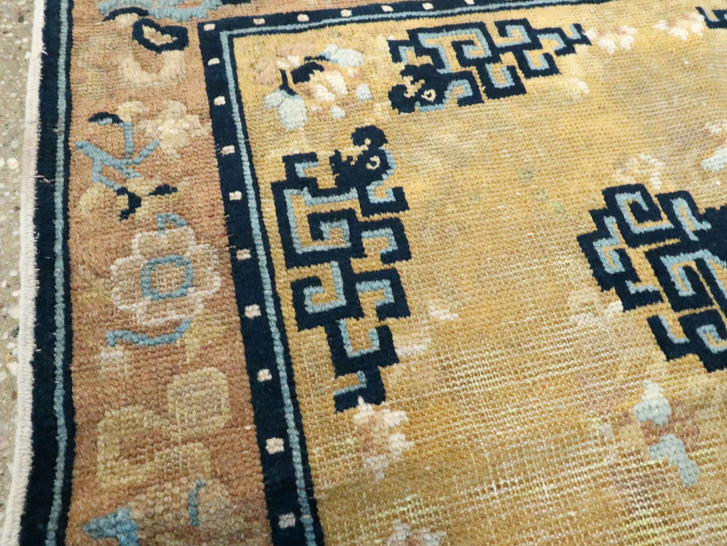 Antique Chinese Ningxia Square Rug, No.9195 - Staging