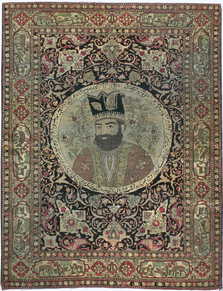 Antique Persian Isfahan Pictorial Carpet, No.9223 - Staging