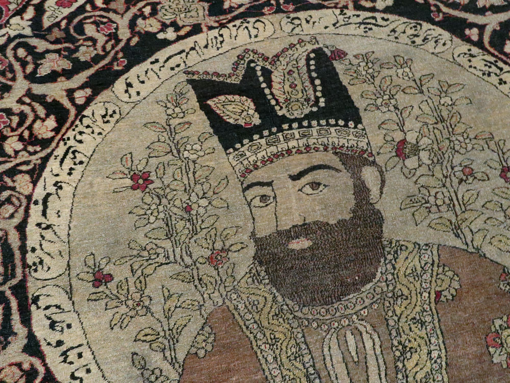 Antique Persian Isfahan Pictorial Carpet, No.9223 - Staging