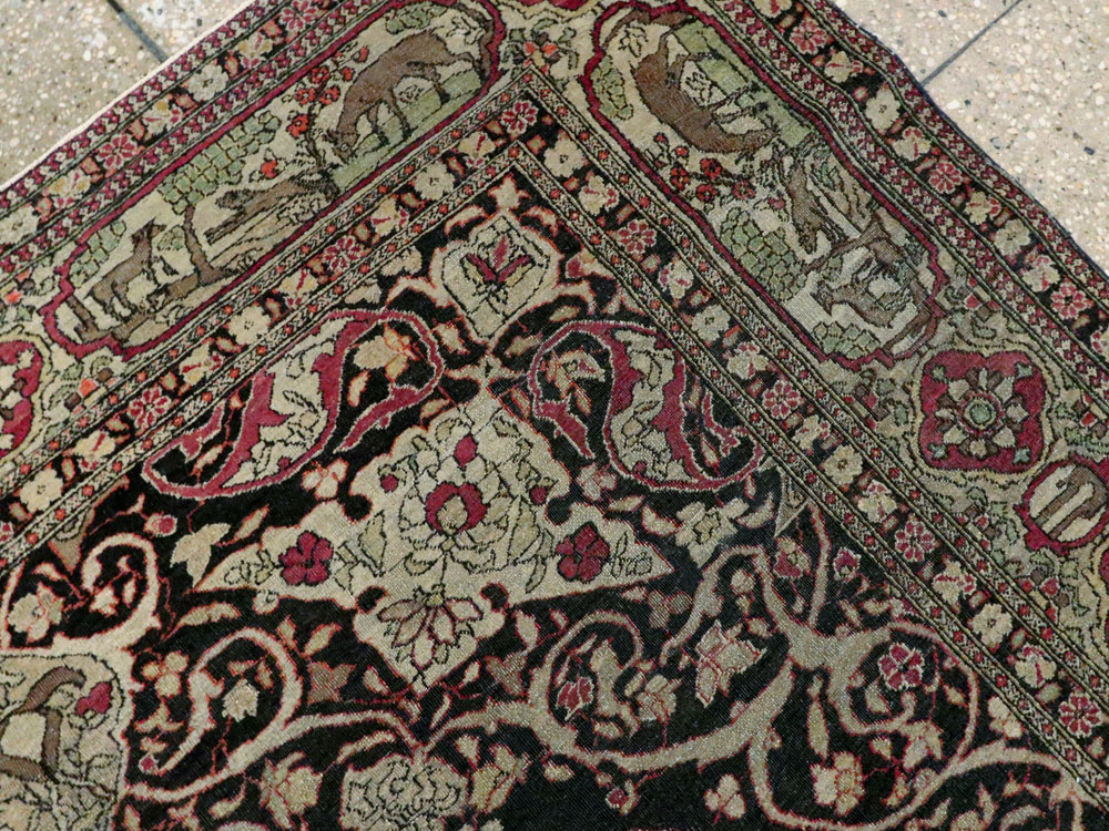 Antique Persian Isfahan Pictorial Carpet, No.9223 - Staging