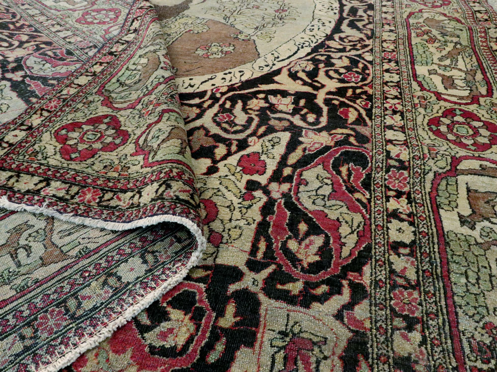 Antique Persian Isfahan Pictorial Carpet, No.9223 - Staging