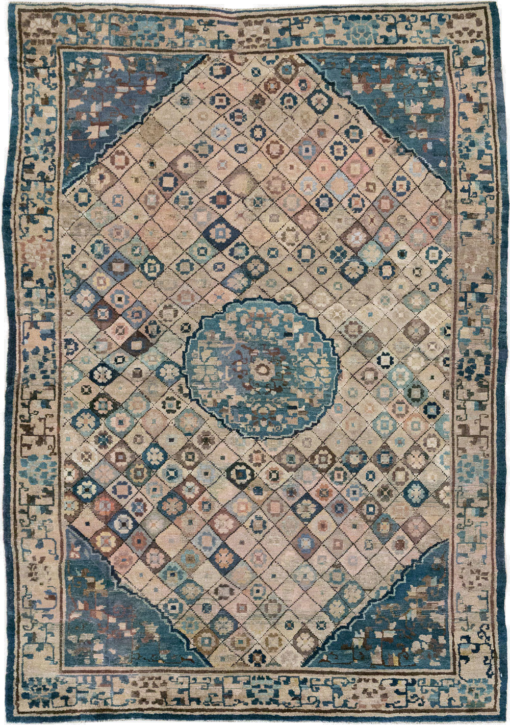 Antique Chinese Ningxia Accent Rug, No.9227 - Staging