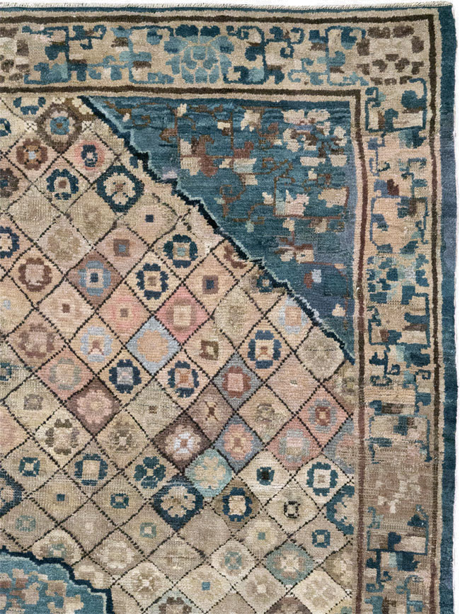 Antique Chinese Ningxia Accent Rug, No.9227 - Staging