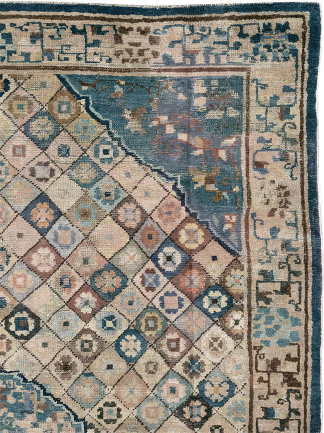 Antique Chinese Ningxia Accent Rug, No.9227 - Staging