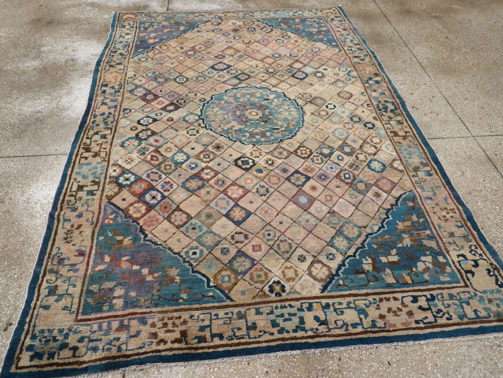 Antique Chinese Ningxia Accent Rug, No.9227 - Staging