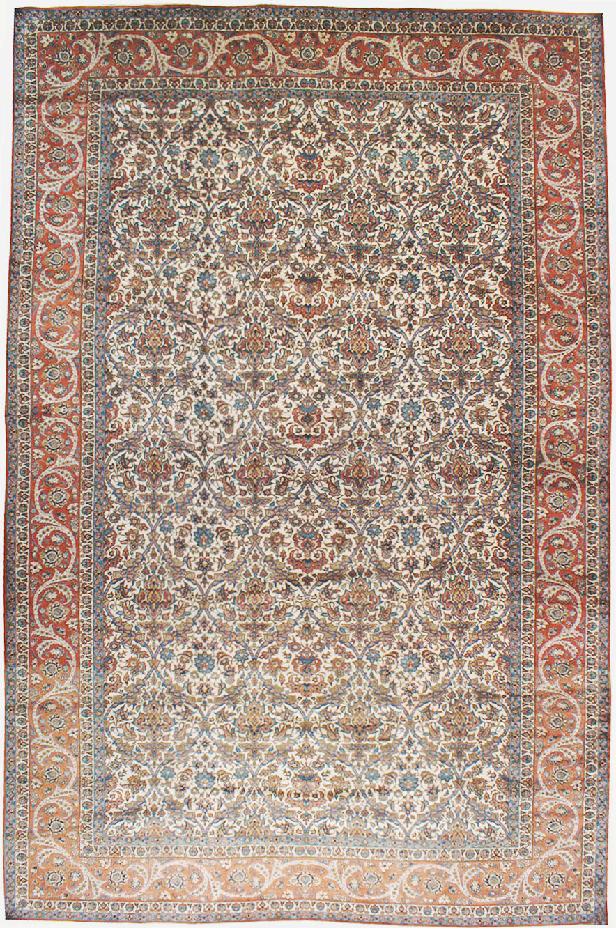 Vintage Persian Isfahan Carpet, No.9238 - Staging