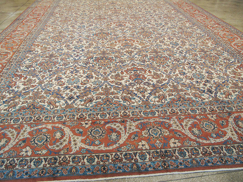 Vintage Persian Isfahan Carpet, No.9238 - Staging