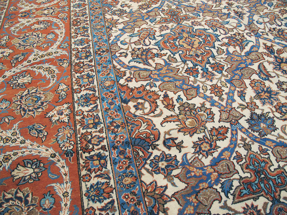 Vintage Persian Isfahan Carpet, No.9238 - Staging