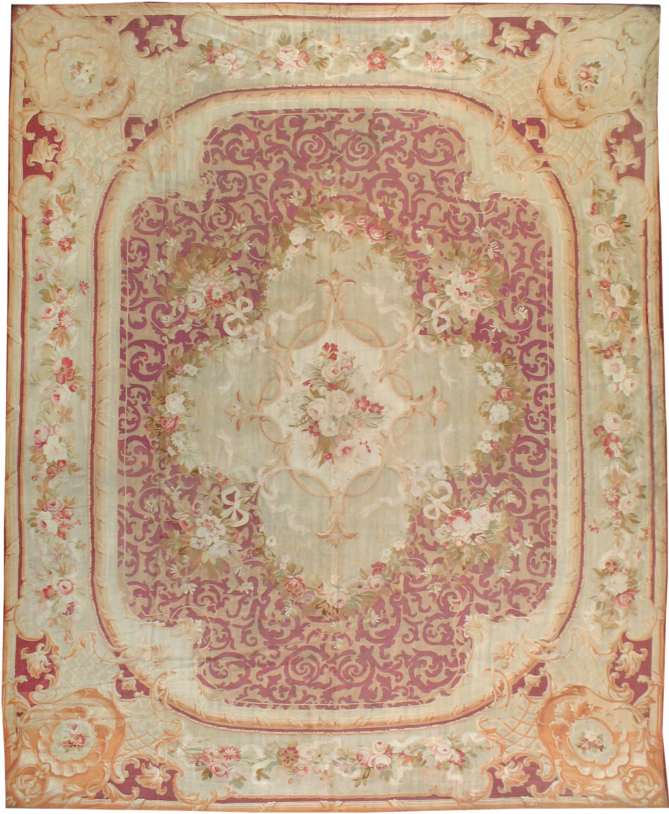 Antique French Aubusson Oversize Carpet, No.9281 - Staging