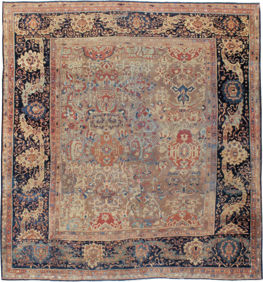 Antique Persian Sarouk Fereghan Square Accent Carpet, No.9283 - Staging