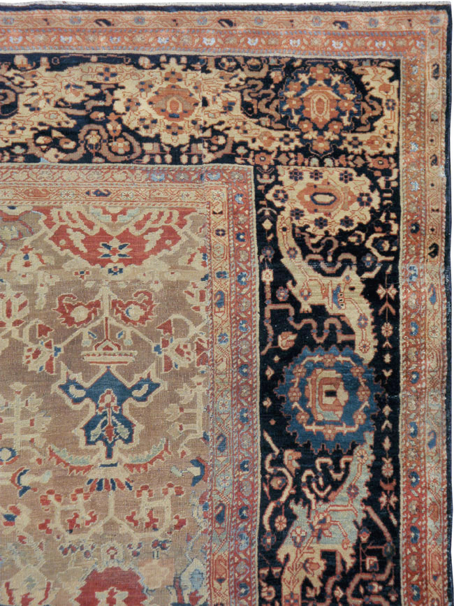 Antique Persian Sarouk Fereghan Square Accent Carpet, No.9283 - Staging