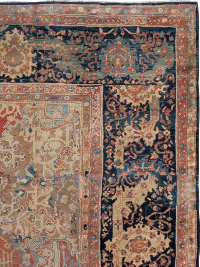 Antique Persian Sarouk Fereghan Square Accent Carpet, No.9283 - Staging