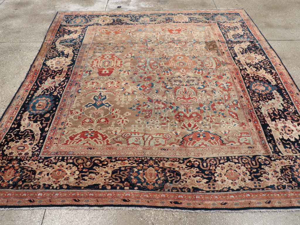 Antique Persian Sarouk Fereghan Square Accent Carpet, No.9283 - Staging