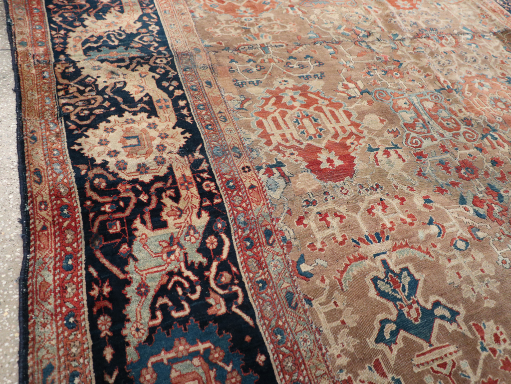 Antique Persian Sarouk Fereghan Square Accent Carpet, No.9283 - Staging