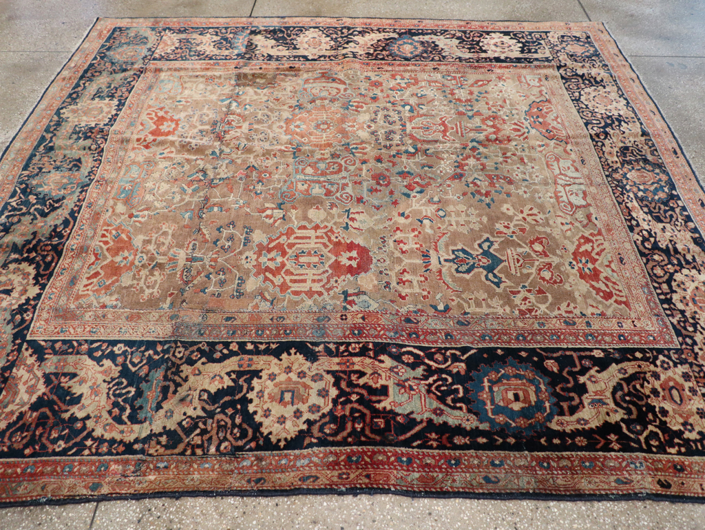 Antique Persian Sarouk Fereghan Square Accent Carpet, No.9283 - Staging