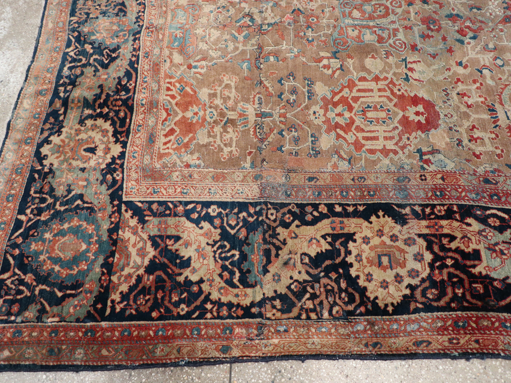 Antique Persian Sarouk Fereghan Square Accent Carpet, No.9283 - Staging
