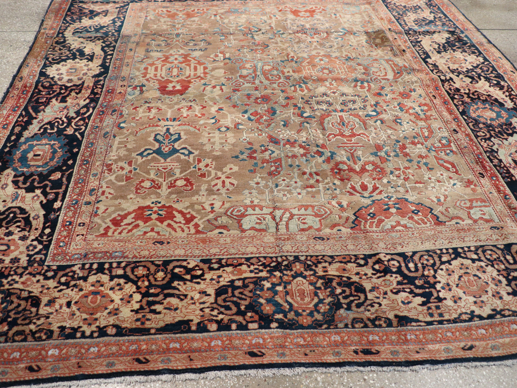 Antique Persian Sarouk Fereghan Square Accent Carpet, No.9283 - Staging