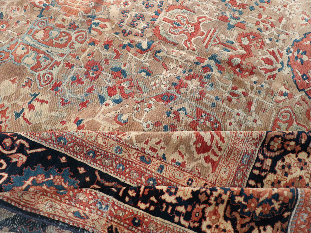 Antique Persian Sarouk Fereghan Square Accent Carpet, No.9283 - Staging