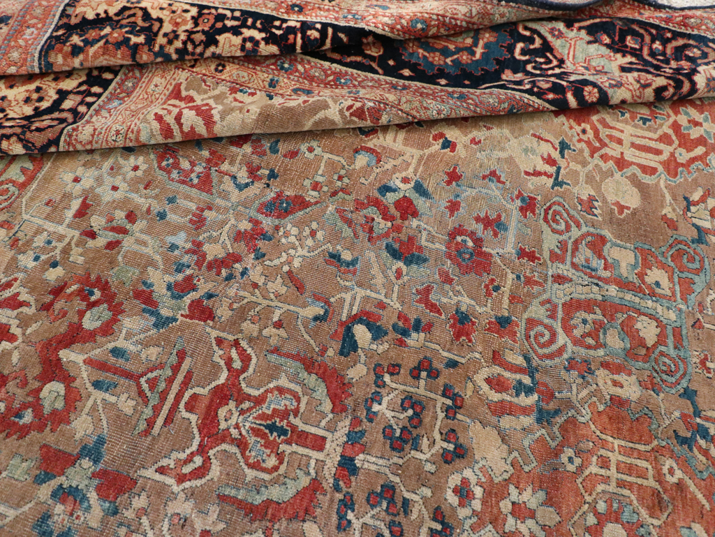 Antique Persian Sarouk Fereghan Square Accent Carpet, No.9283 - Staging