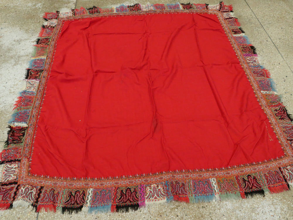 Vintage Jacquard Indian Textile Shawl, No.9291 - Staging