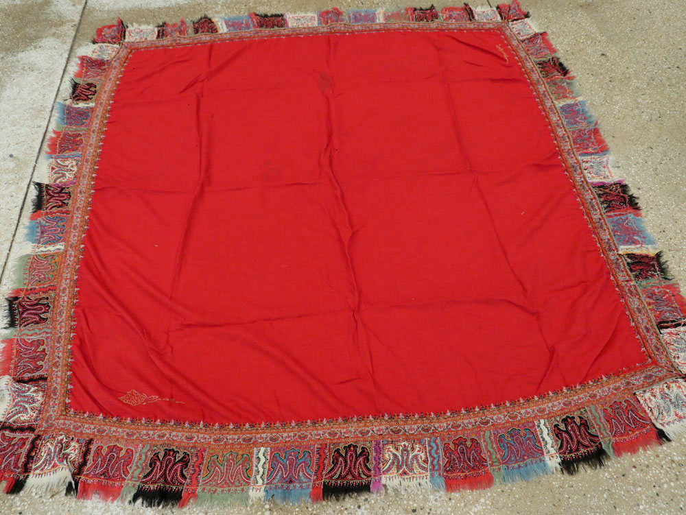 Vintage Jacquard Indian Textile Shawl, No.9291 - Staging