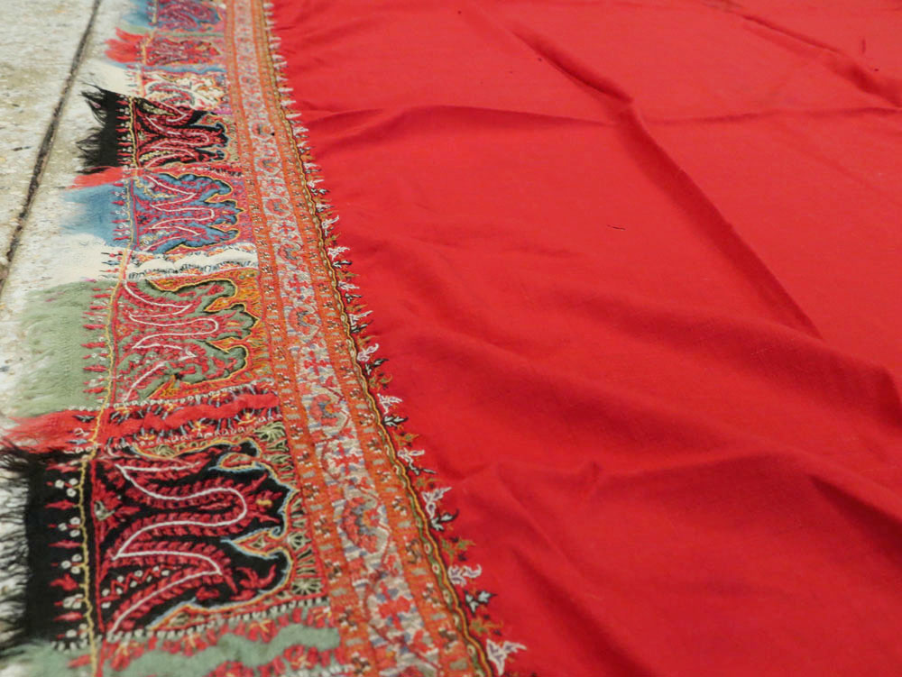 Vintage Jacquard Indian Textile Shawl, No.9291 - Staging