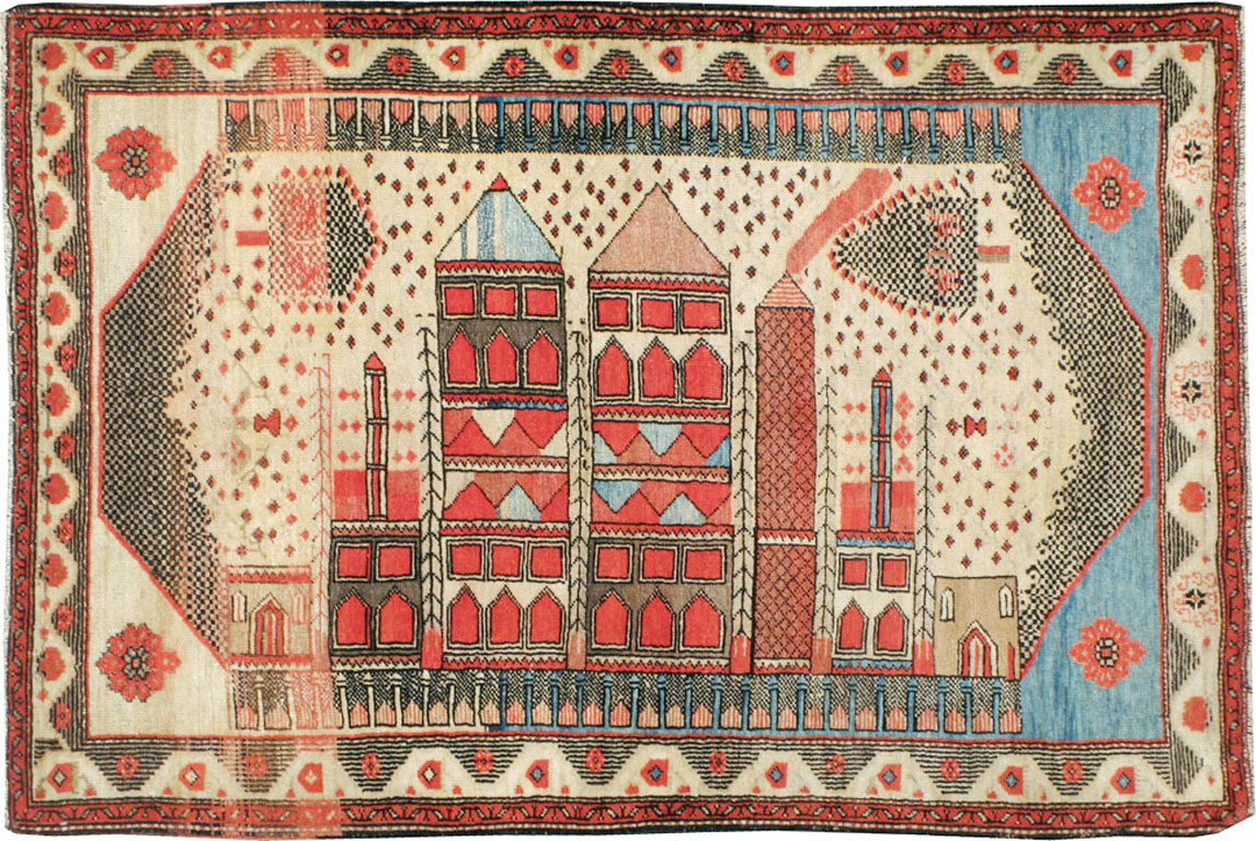 Vintage Turkish Anatolian Pictorial Rug, No.9315 - Staging