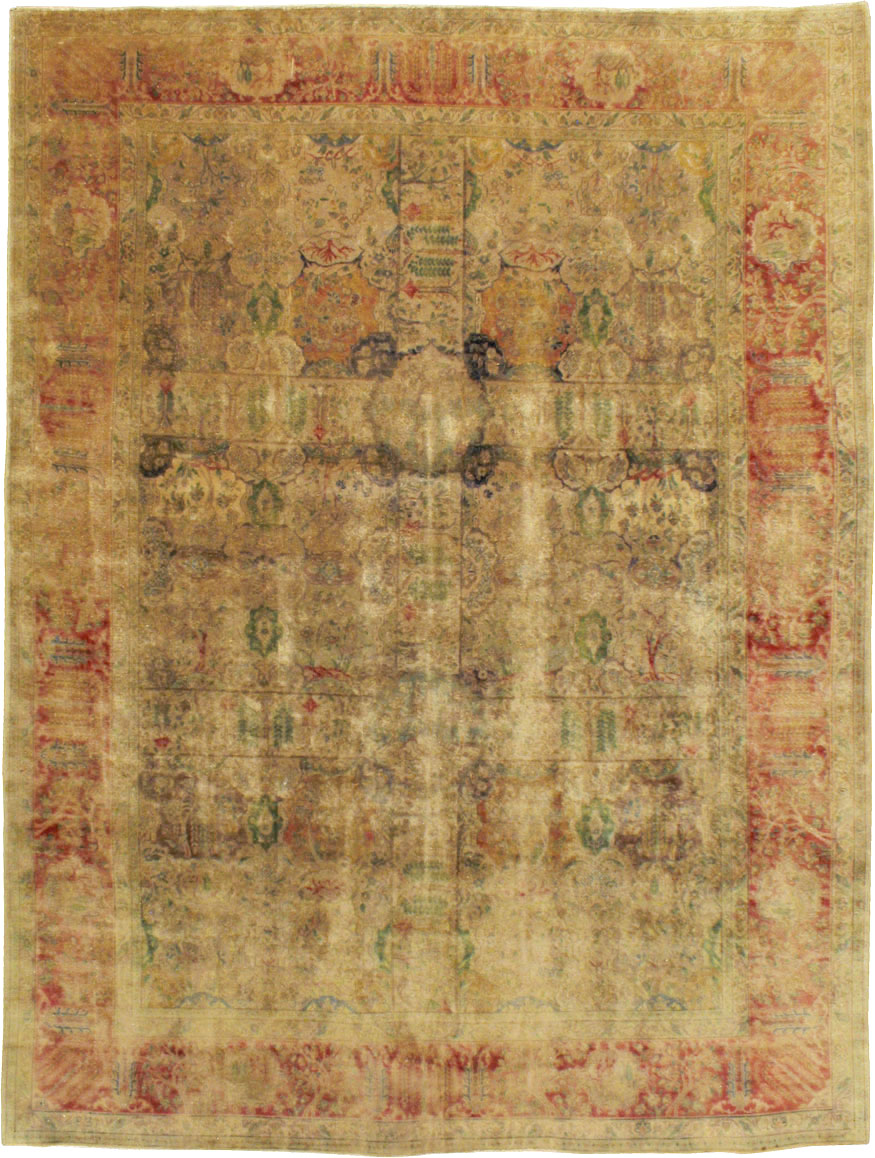 Antique Persian Tabriz Room Size Carpet, No.9334 - Staging