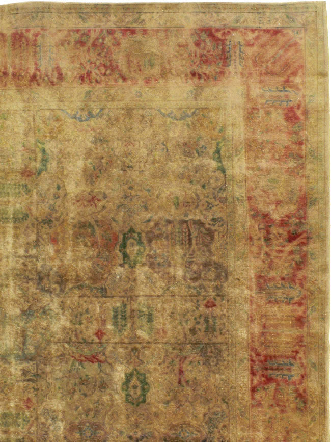 Antique Persian Tabriz Room Size Carpet, No.9334 - Staging