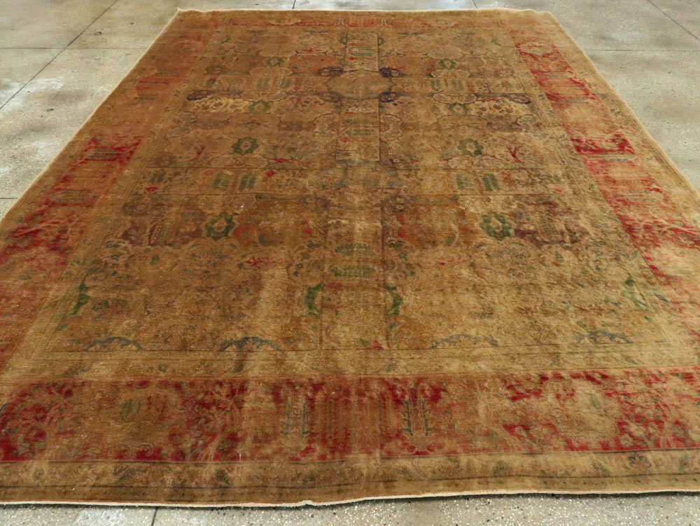 Antique Persian Tabriz Room Size Carpet, No.9334 - Staging