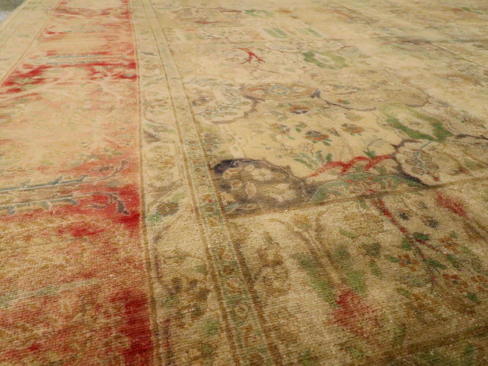 Antique Persian Tabriz Room Size Carpet, No.9334 - Staging
