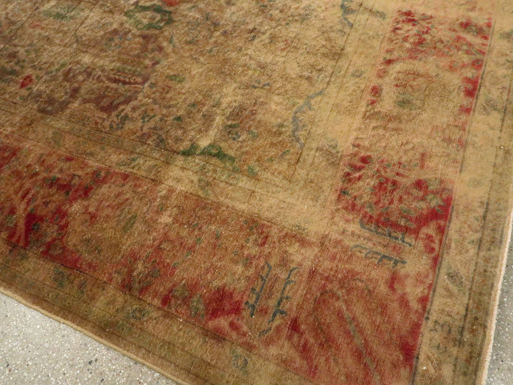 Antique Persian Tabriz Room Size Carpet, No.9334 - Staging