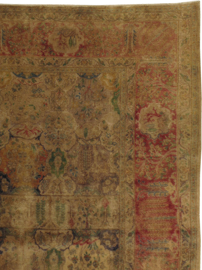 Antique Persian Tabriz Room Size Carpet, No.9334 - Staging