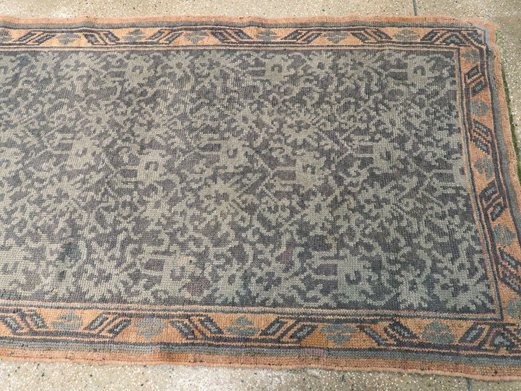 Antique Turkish Oushak Long Runner, No.9424 - Staging