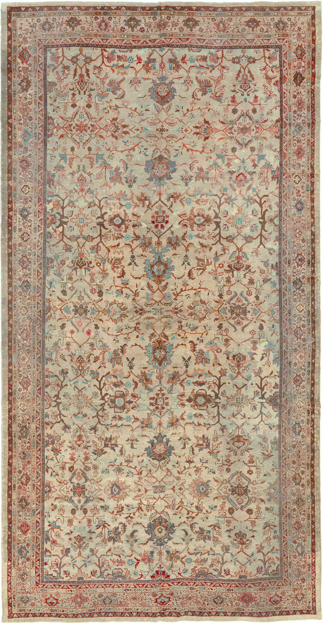 Antique Persian Mahal Gallery Rug, No.9457 - Staging