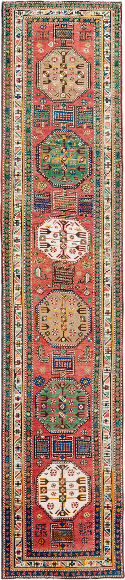 Antique Persian Heriz Long Runner, No.9566 - Staging