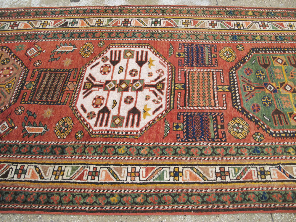 Antique Persian Heriz Long Runner, No.9566 - Staging