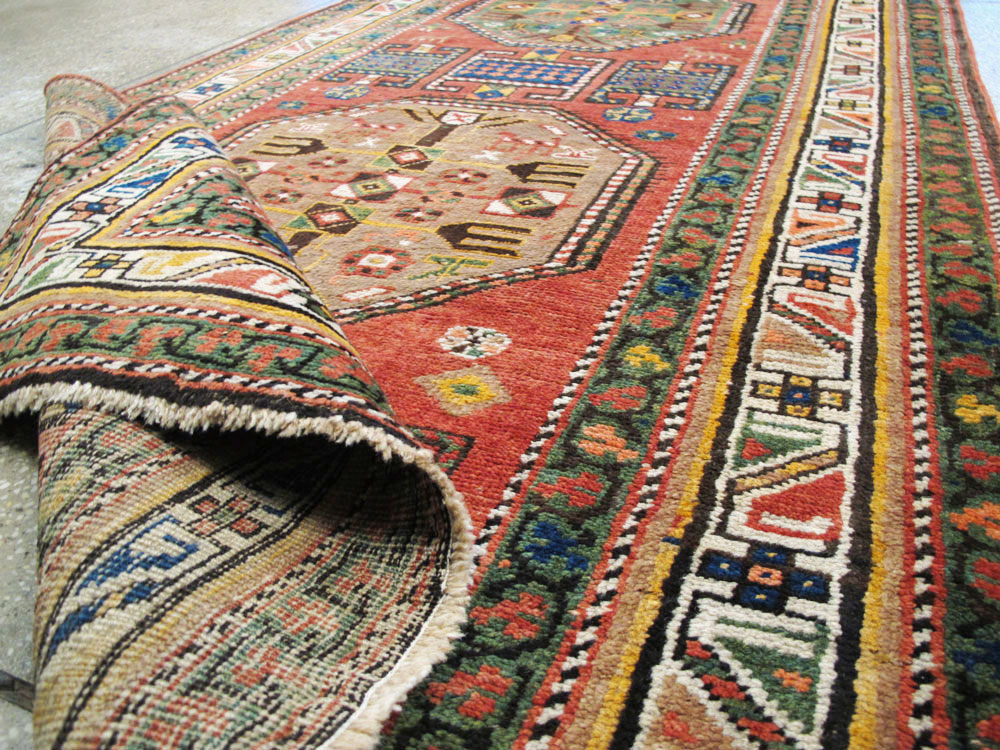 Antique Persian Heriz Long Runner, No.9566 - Staging
