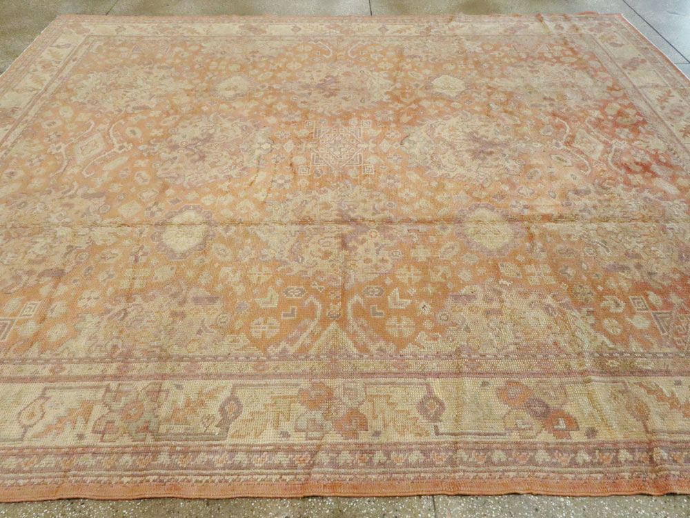 Antique Oushak Square Carpet, No.9603 - Staging