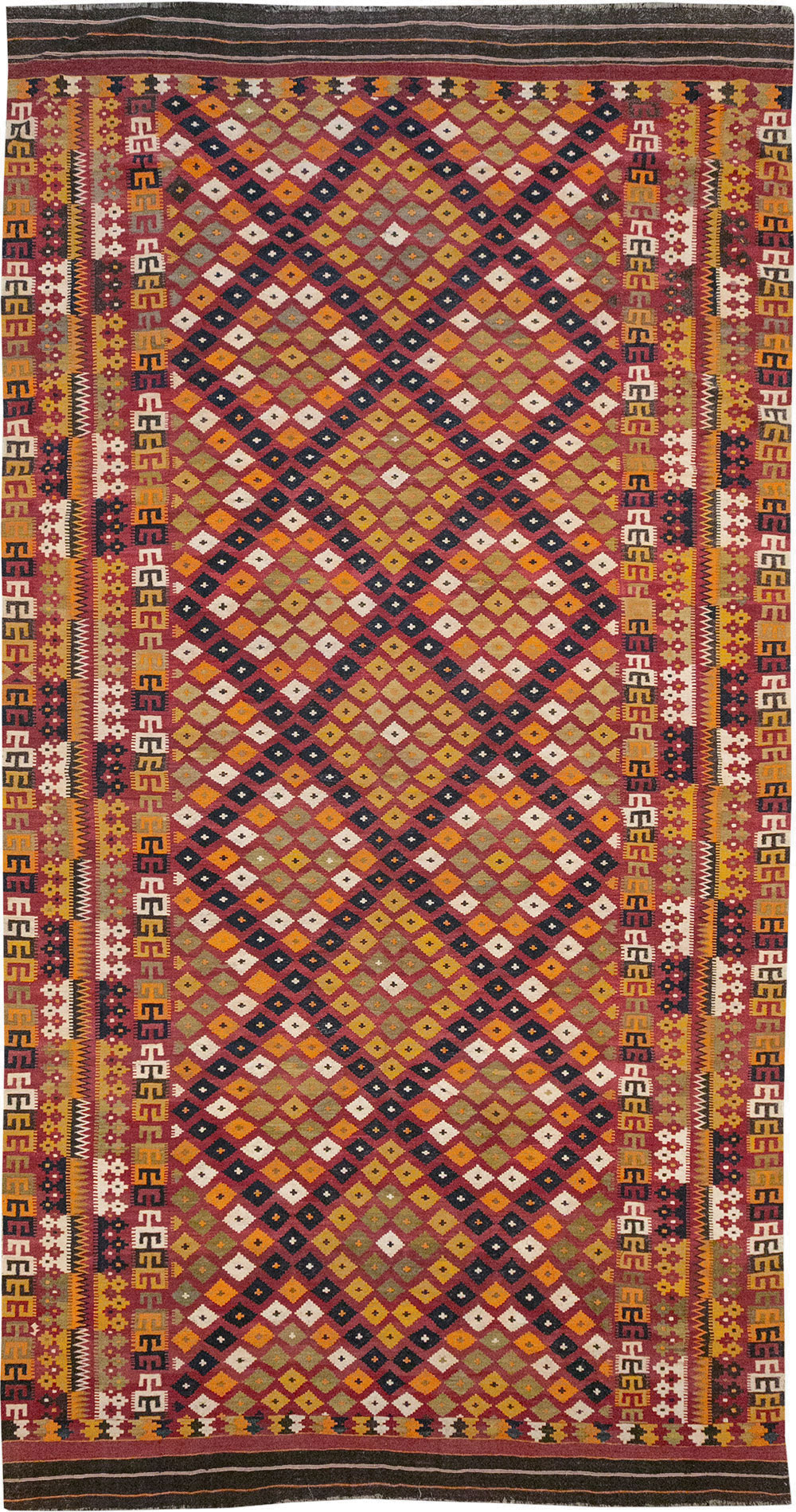 Vintage Scandinavian Flatweave Kilim Oversize Carpet, No.9785 - Staging